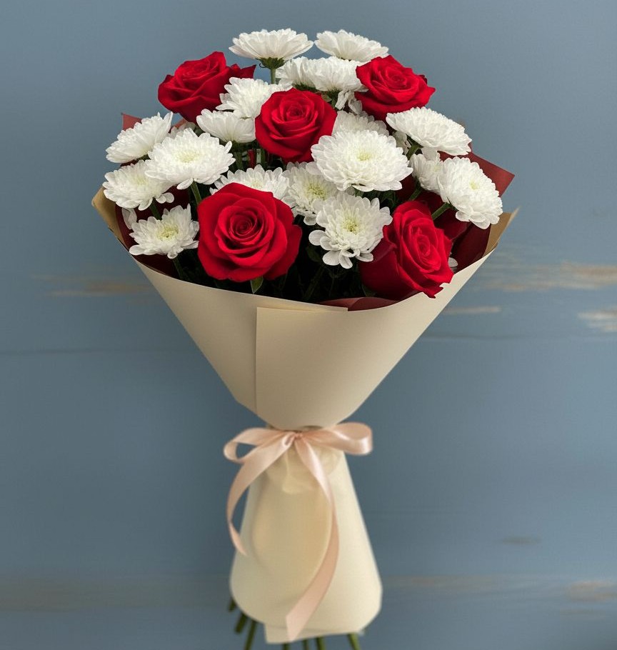 Букет цветов из: Розы и Хризантемы в Разметелево