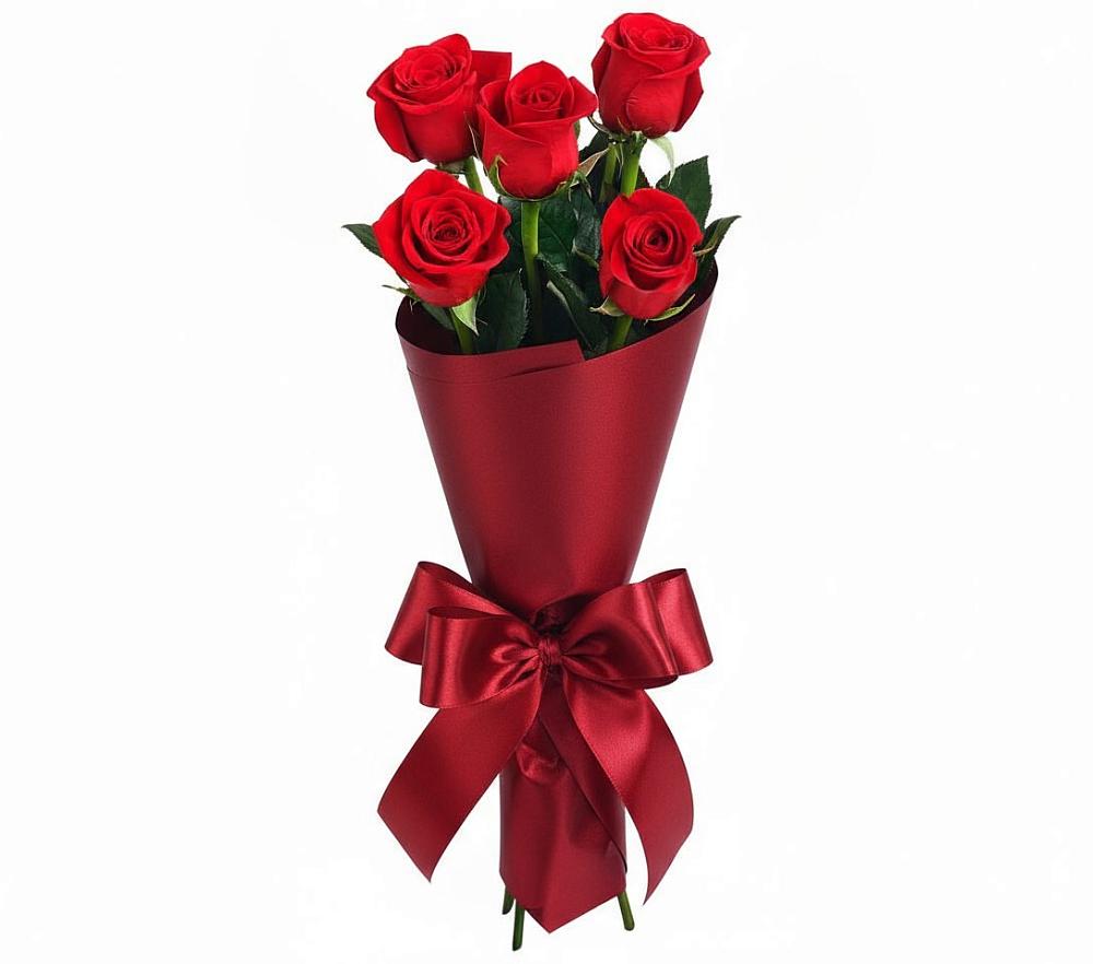Букет 5 Красных роз Эдлесс Лав в Разметелево