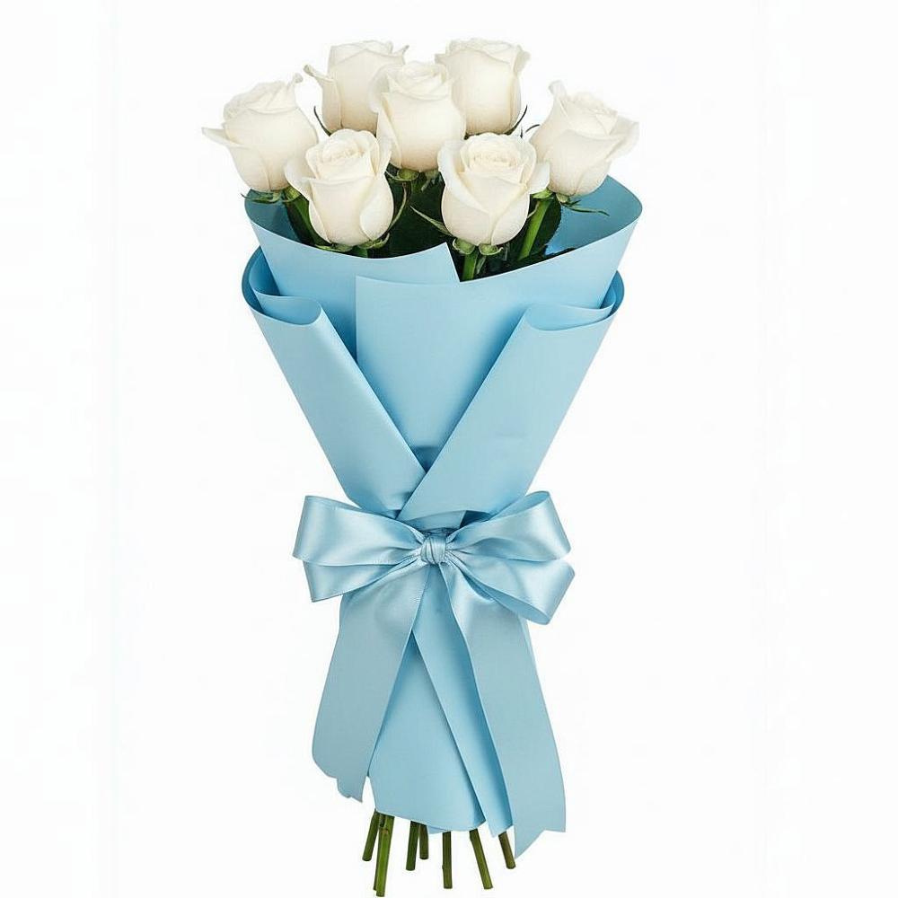 Букет 7 белых роз Проуд в Разметелево
