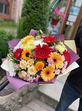 Букет цветов из:  Герберы, Ромашки, Хризантемы, Розы и Подсолнухи #REPLACE_PRED# Разметелево