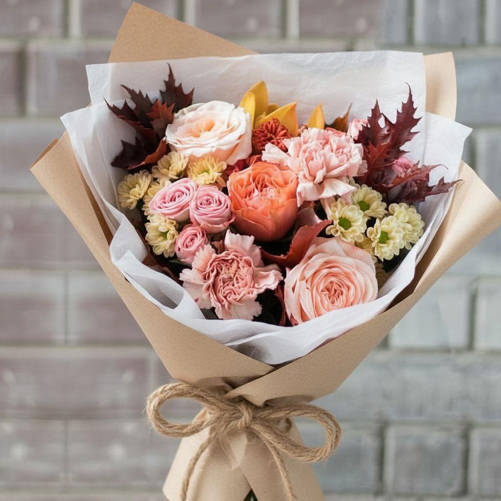 Букет цветов из: Гвоздики, Хризантемы и Розы в Разметелево