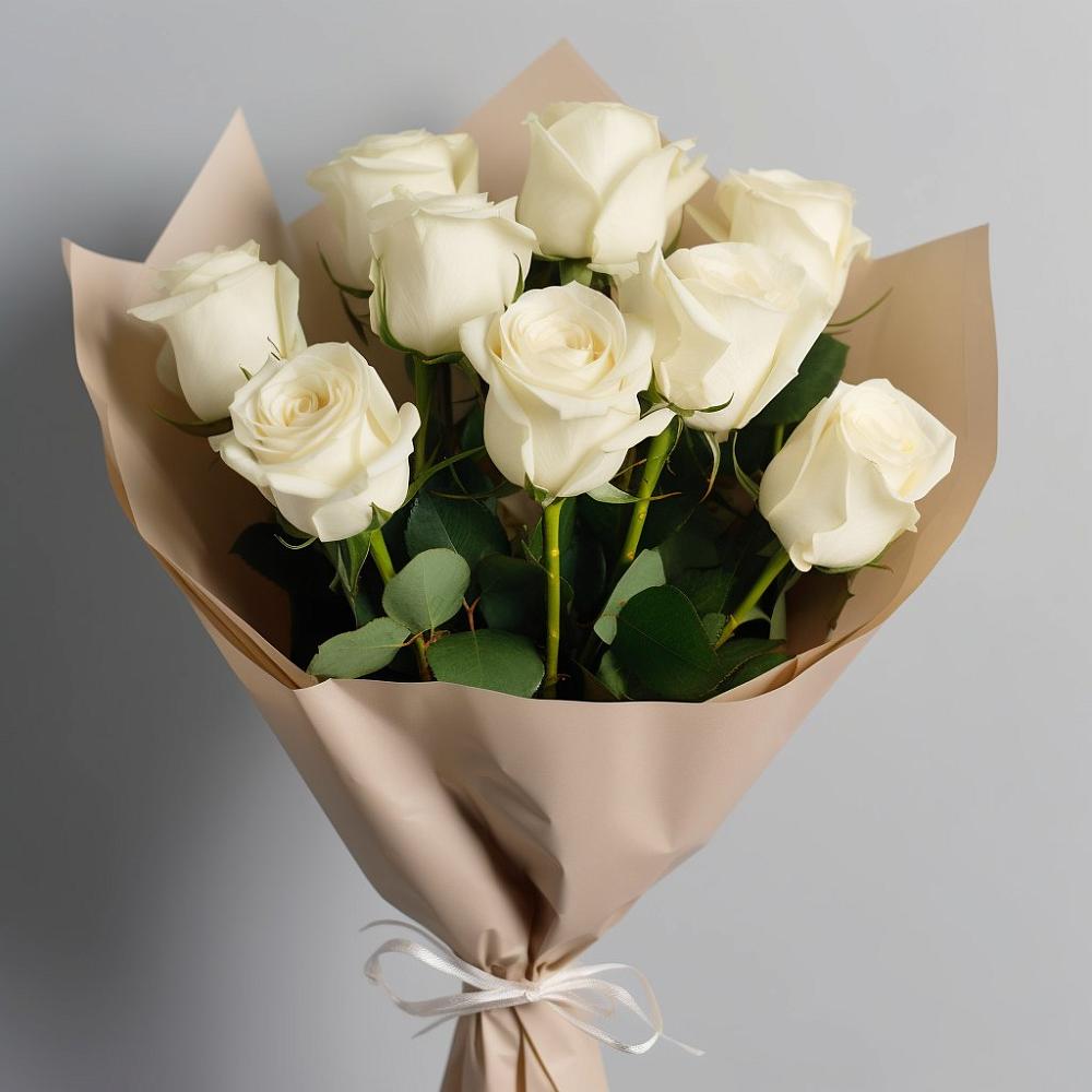 Букет 9 Белых роз Эдлесс Лав в Разметелево