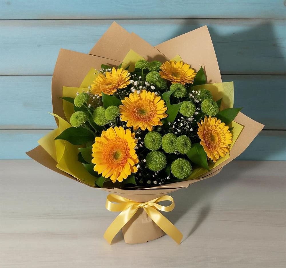 Букет цветов из: Герберы и Хризантемы в Разметелево