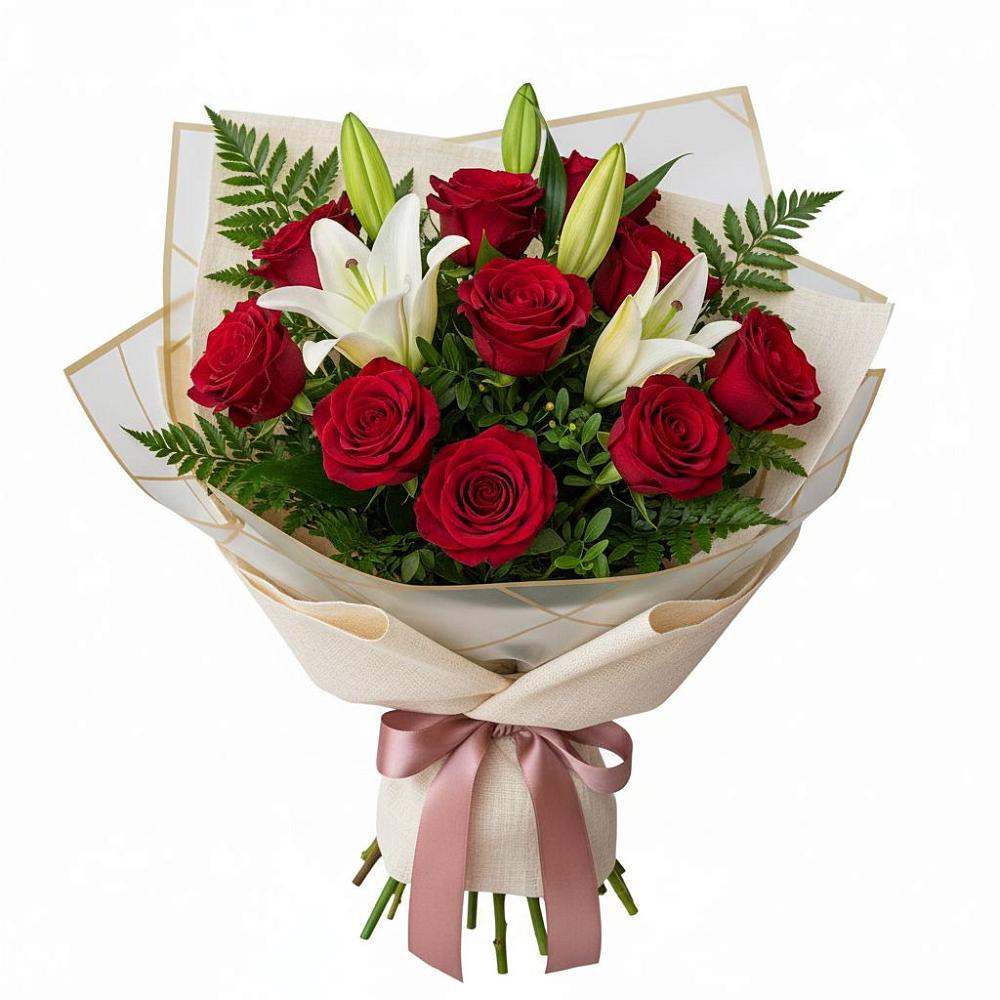 Букет цветов из: Лилии и Розы в Разметелево