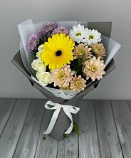Букет цветов из:  Розы, Герберы и Хризантемы в Разметелево