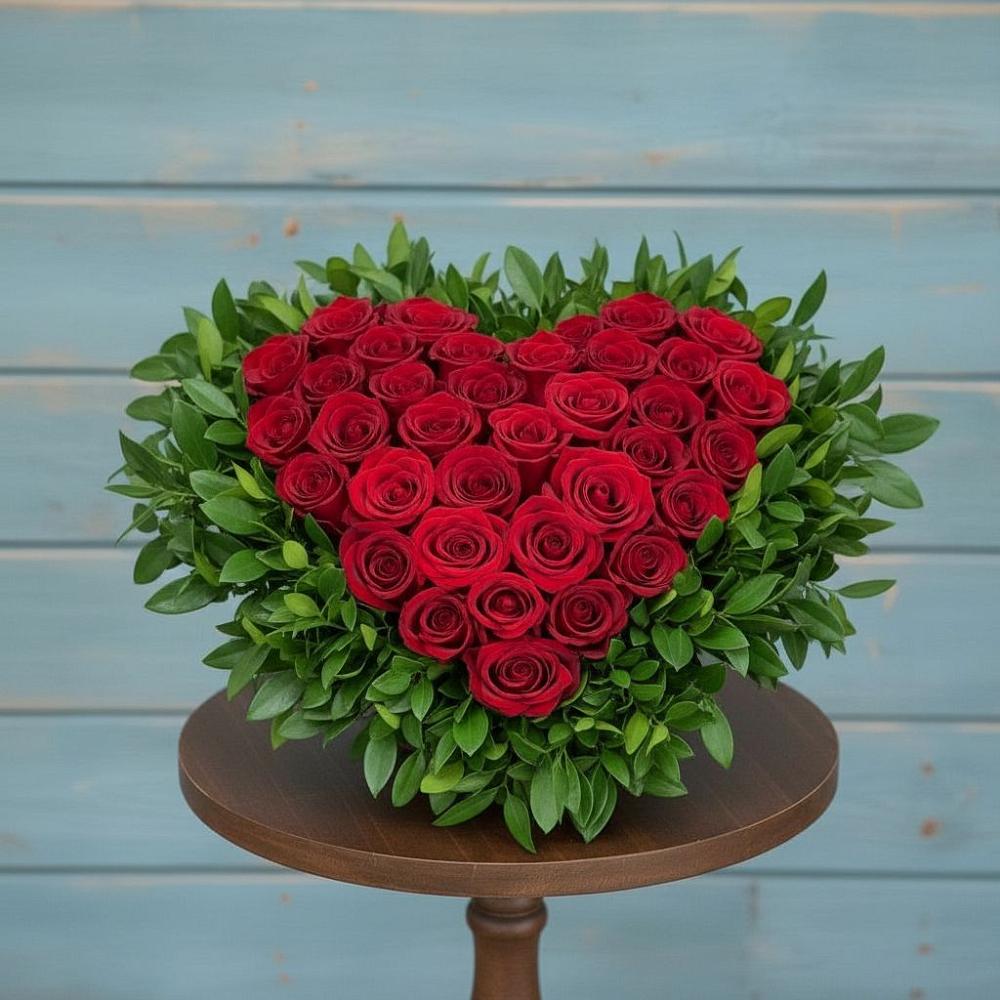 Цветочная композиция из Розы в виде сердца в Разметелево