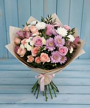 Букет цветов из:  Хризантемы, Розы и Альстромерии #REPLACE_PRED# Разметелево