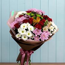 Букет цветов из:  Розы, Хризантемы и Альстромерии #REPLACE_PRED# Разметелево