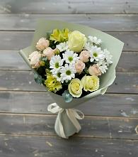 Букет цветов из:  Альстромерии, Розы и Хризантемы в Разметелево